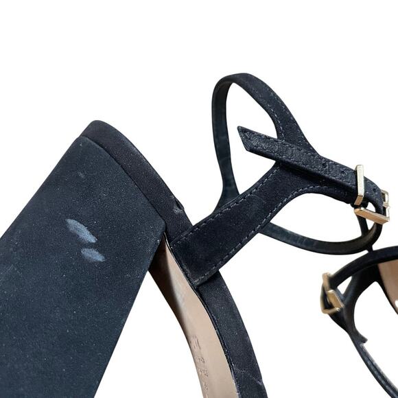 SCHUTZ Nedy Black Suede Gold Stud Chunky Platform Heel Sandals Size 9 - Picture 4 of 13